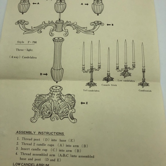 F.B. Rogers silver plated 3 light breakdown candelabra, original box